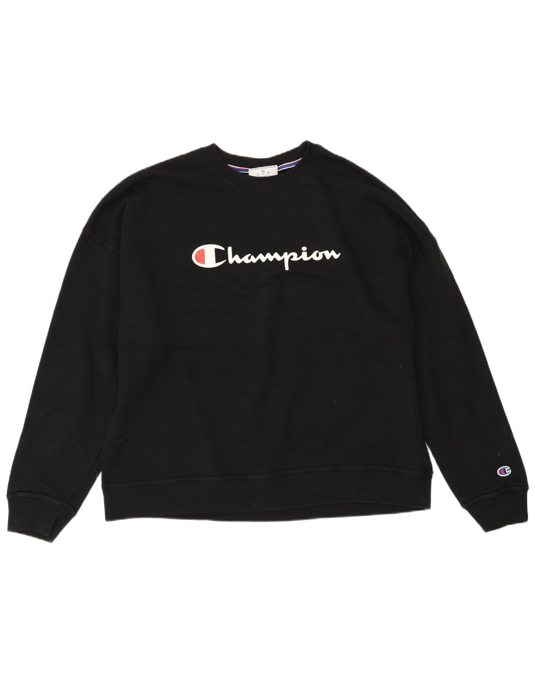 CHAMPION Womens Graphic Oversized Sweatshirt Pullover UK 18 XL Schwarz