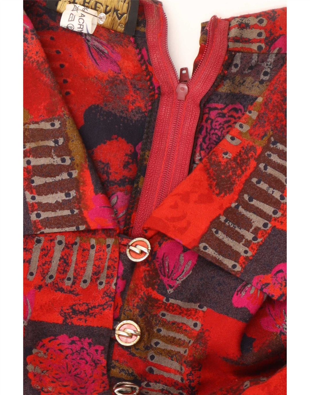 Kerena Damen-Maxikleid mit langen Ärmeln, UK 20 2XL, rotes Patchwork-Acryl