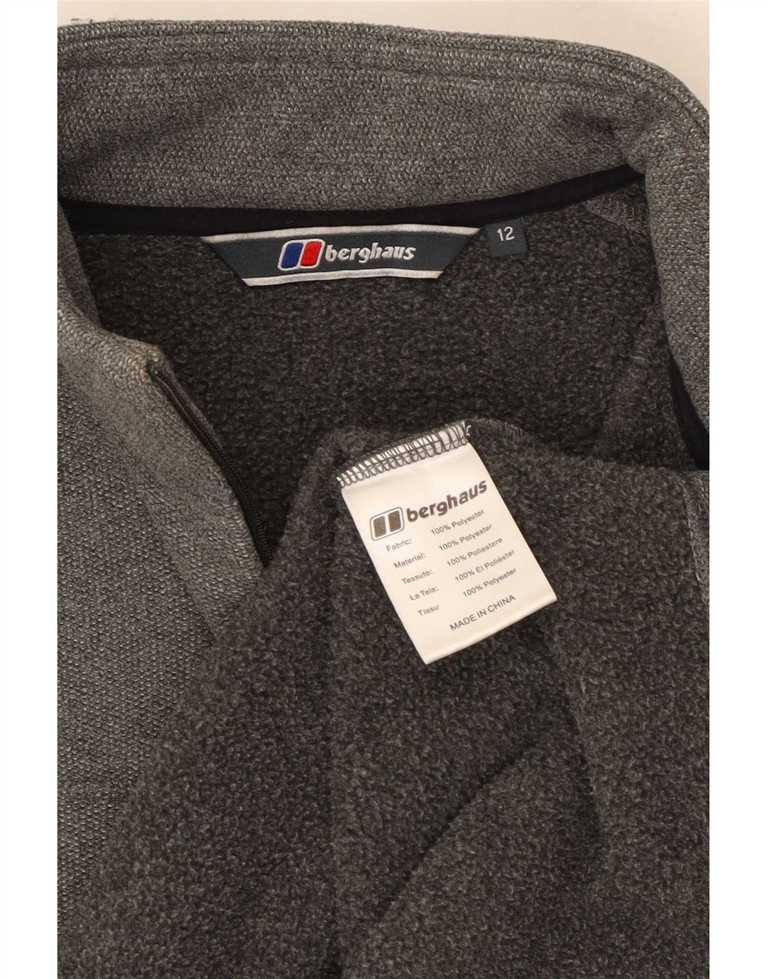 Berghaus Damen-Sweatshirt mit Reißverschluss am Hals, UK 12, mittelgrau, Polyester
