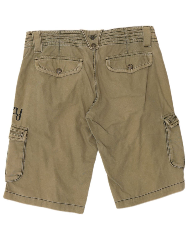 ROXY Womens Graphic Mid Rise Cargo Shorts US 10 Large W29  Khaki Cotton
