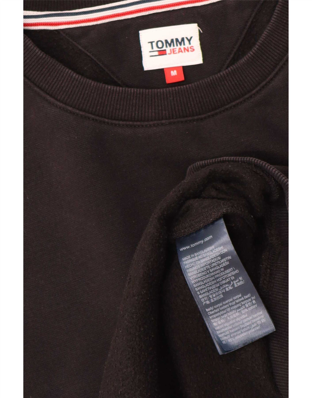 Tommy Hilfiger Damen-Sweatshirt-Pullover UK 14 Mittelschwarze Baumwolle
