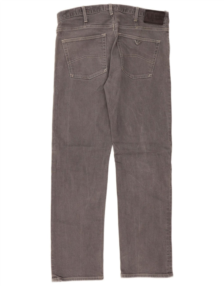 Armani Damen Regular Straight Jeans W34 L32 Graue Baumwolle