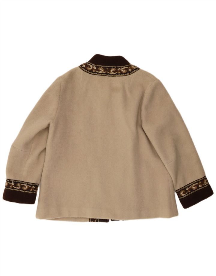 Fjord Damen Blazer Jacke EU 44 XL Beige Fair Isle Wolle Retro