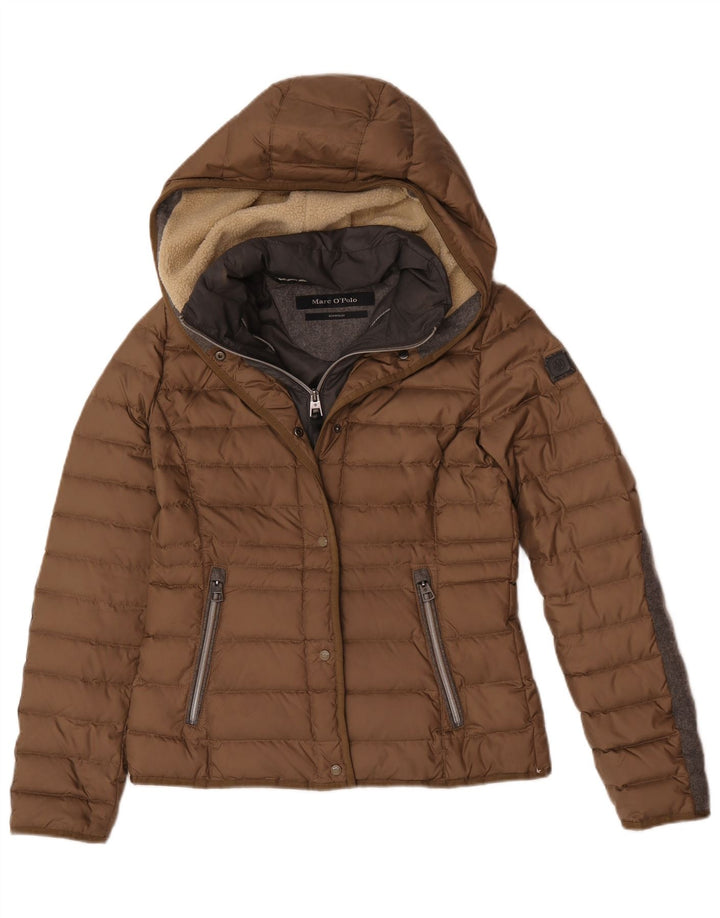 Marc O'Polo Damen Kapuzenjacke, wattiert, EU 36, klein, braun, Farbblock