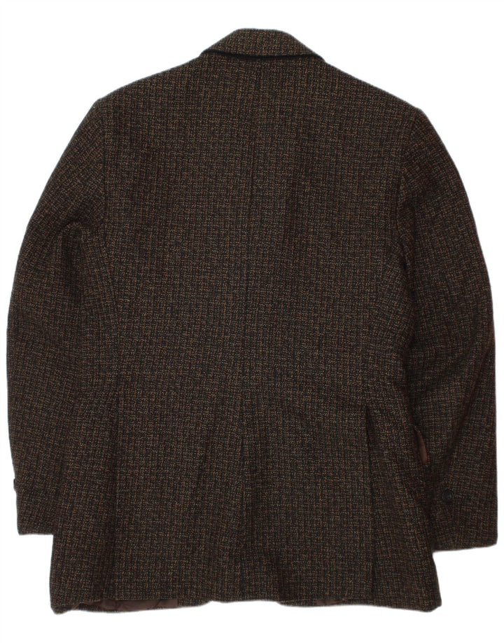 Vintage Jungen-Blazer mit 3 Knöpfen, 13–14 Jahre, braun gefleckte Wolle