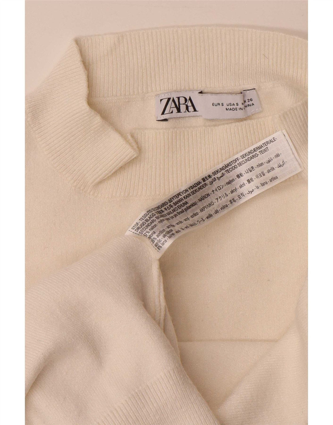Übergroßer Pullover mit Rollkragen für Damen von Zara, Gr. 10, Größe S, weiße Viskose