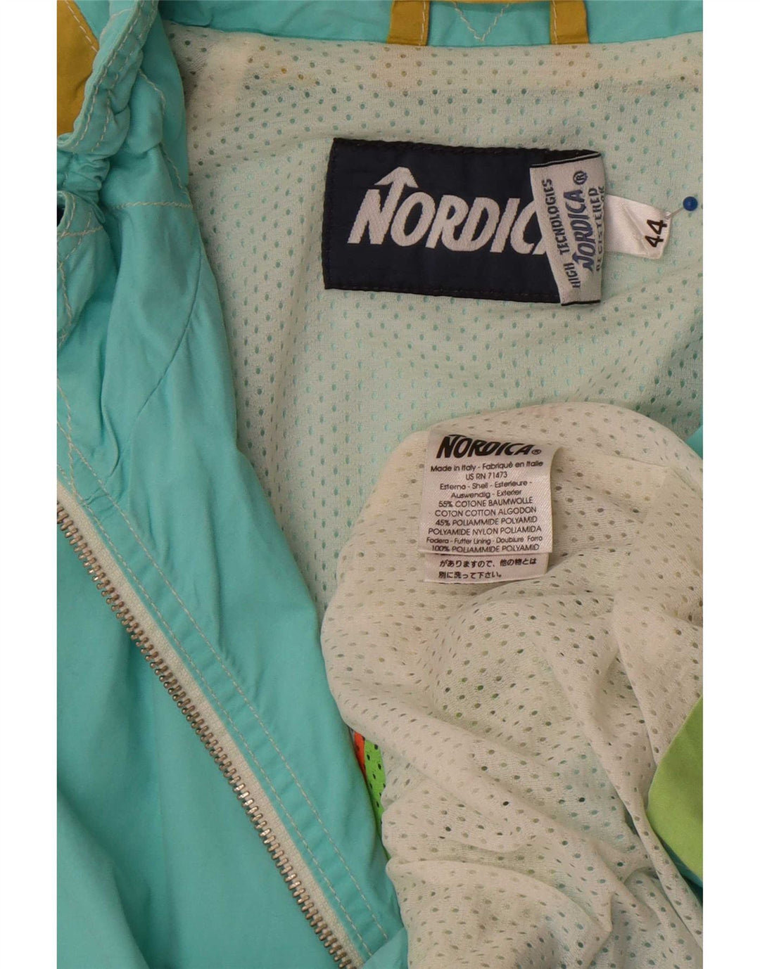 Nordica Damen Regenjacke IT 44 Medium Mehrfarbige Colourblock-Baumwolle