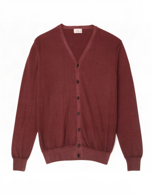 Conte of Florence Herren-Cardigan-Pullover 3XL Burgunderrote Wolle