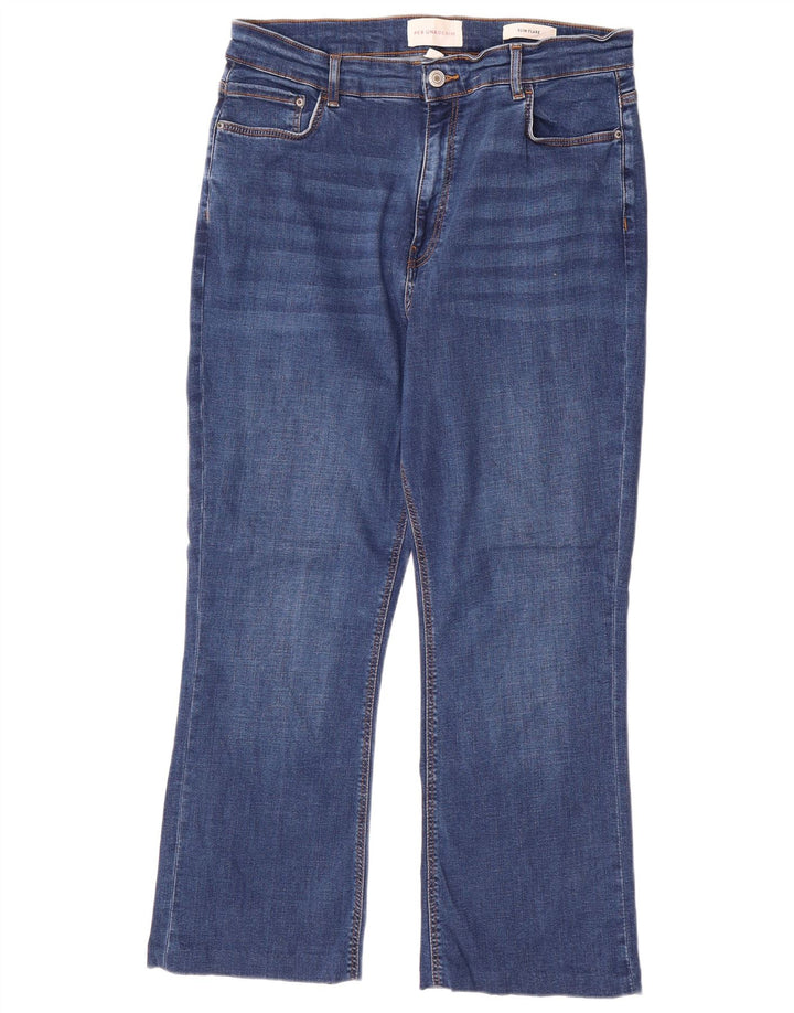Marks & Spencer Damen Crop Slim Flared Jeans UK 16 Large W32 L25 Blau
