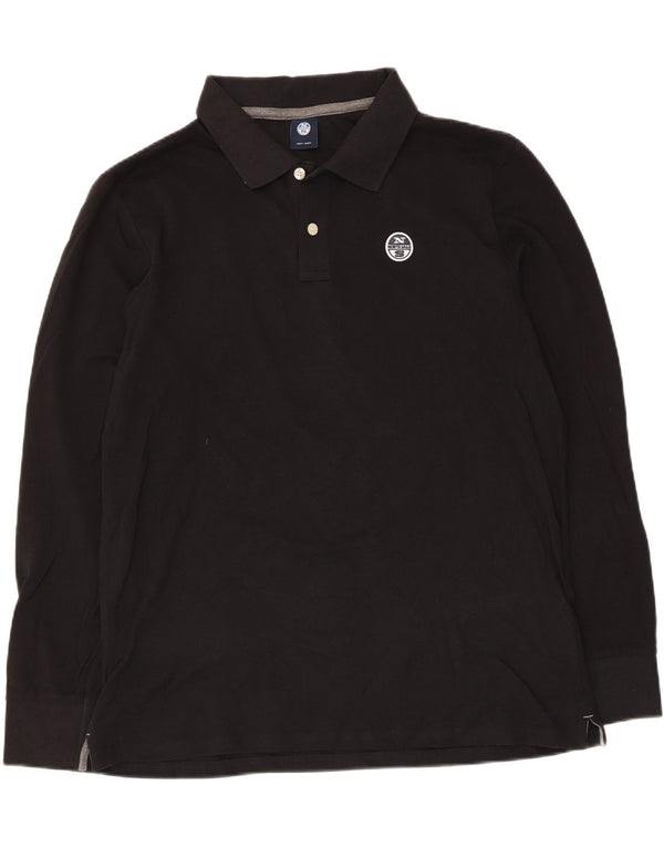 North Sails Herren-Langarm-Poloshirt XL aus schwarzer Baumwolle