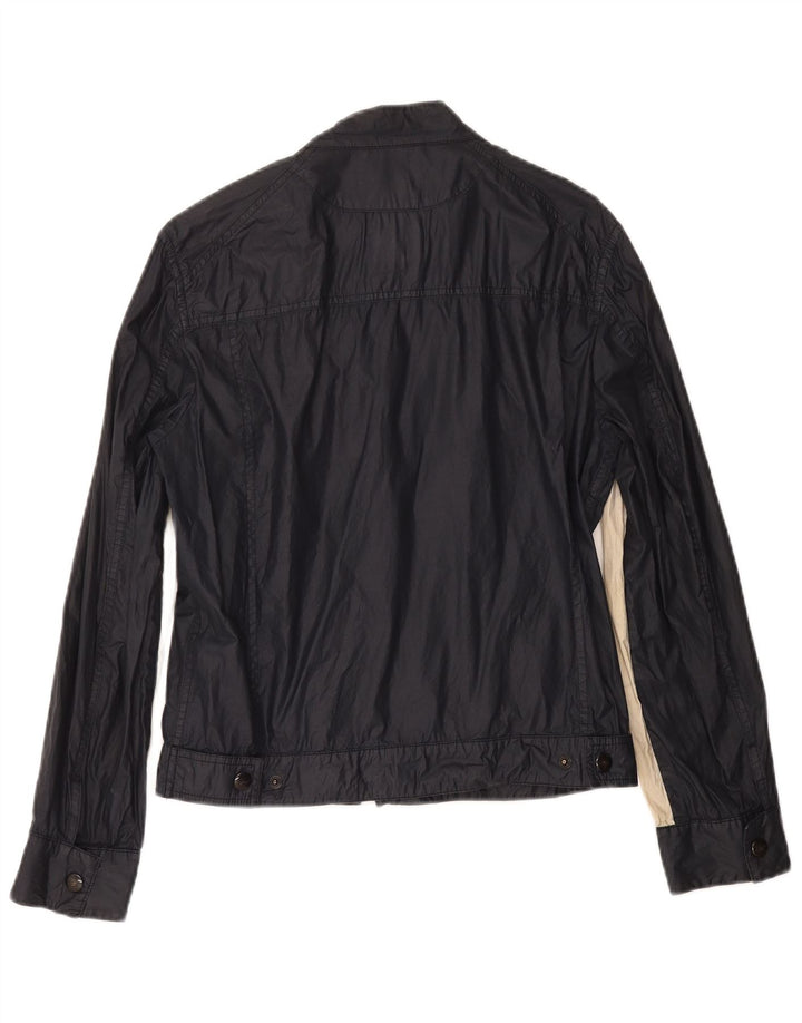 FAY Womens Oversized Utility Jacket UK 10 Small Navy Blue Colourblock