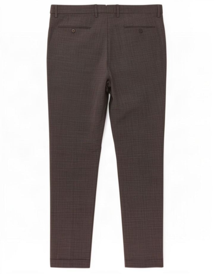 Massimo Dutti Herren Slim Anzughose EU 46 XL W36 L33 Grauer Hahnentritt