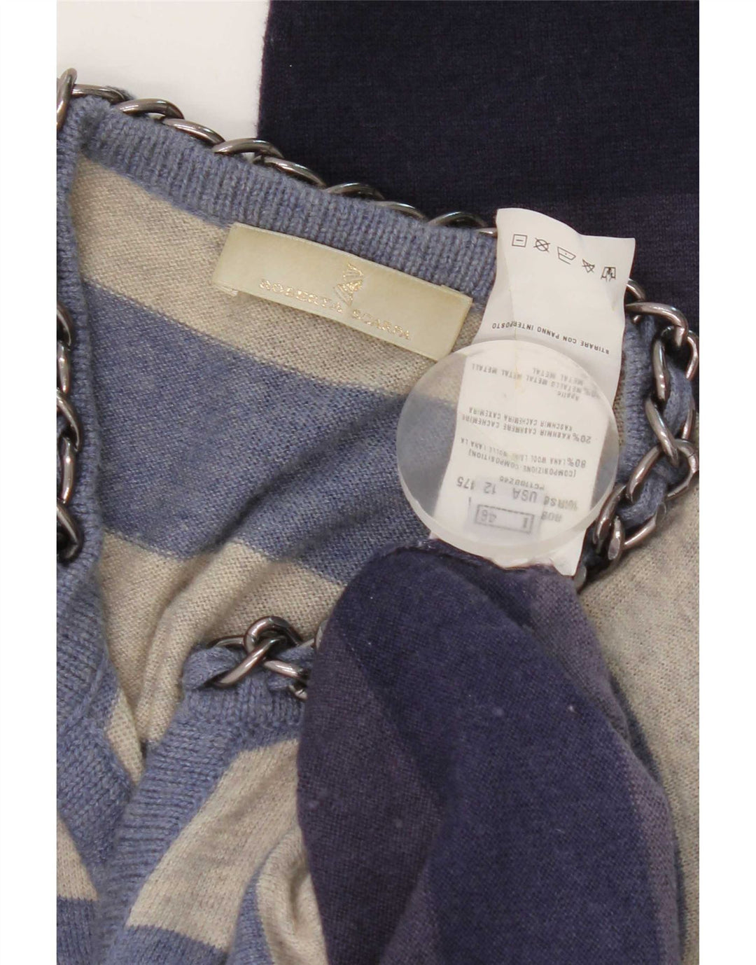 Roberta Scarpa Damen Strickjacke IT 46 Large Marineblau gestreift