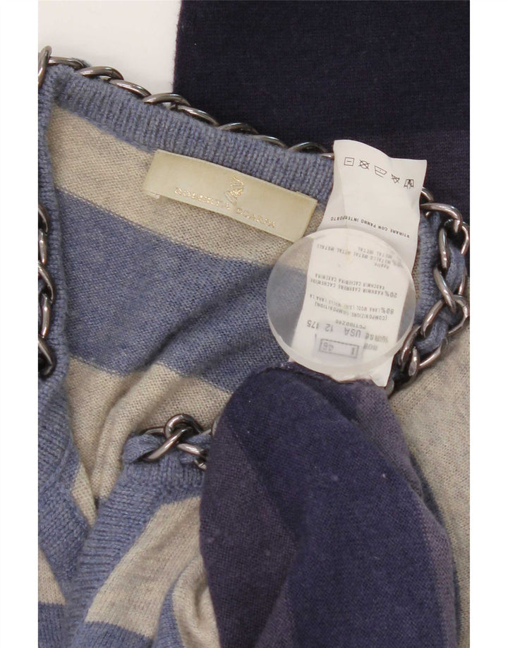 Roberta Scarpa Damen Strickjacke IT 46 Large Marineblau gestreift