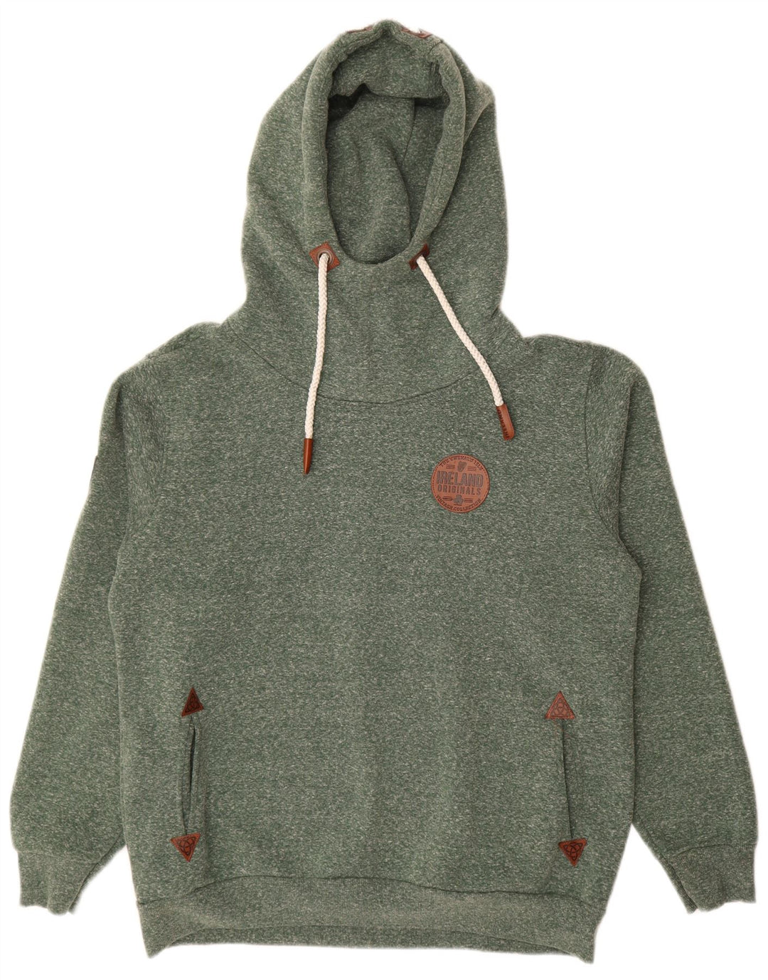 URBAN IRISH Herren Kapuzenpullover XL grün gefleckte Baumwolle