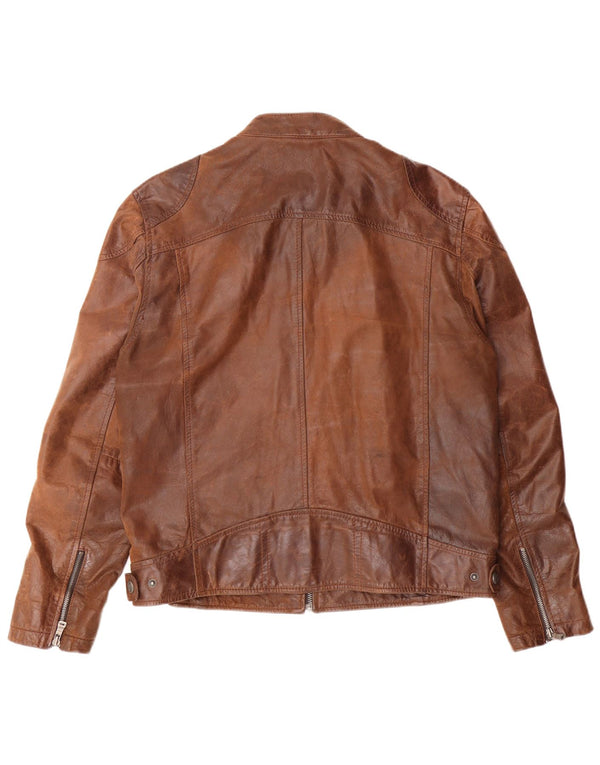 GIPSY Herren Slim Lederjacke UK 42 XL Braunes Leder
