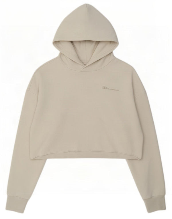 Champion Damen Crop Hoodie Pullover UK 14 Mittelweiß