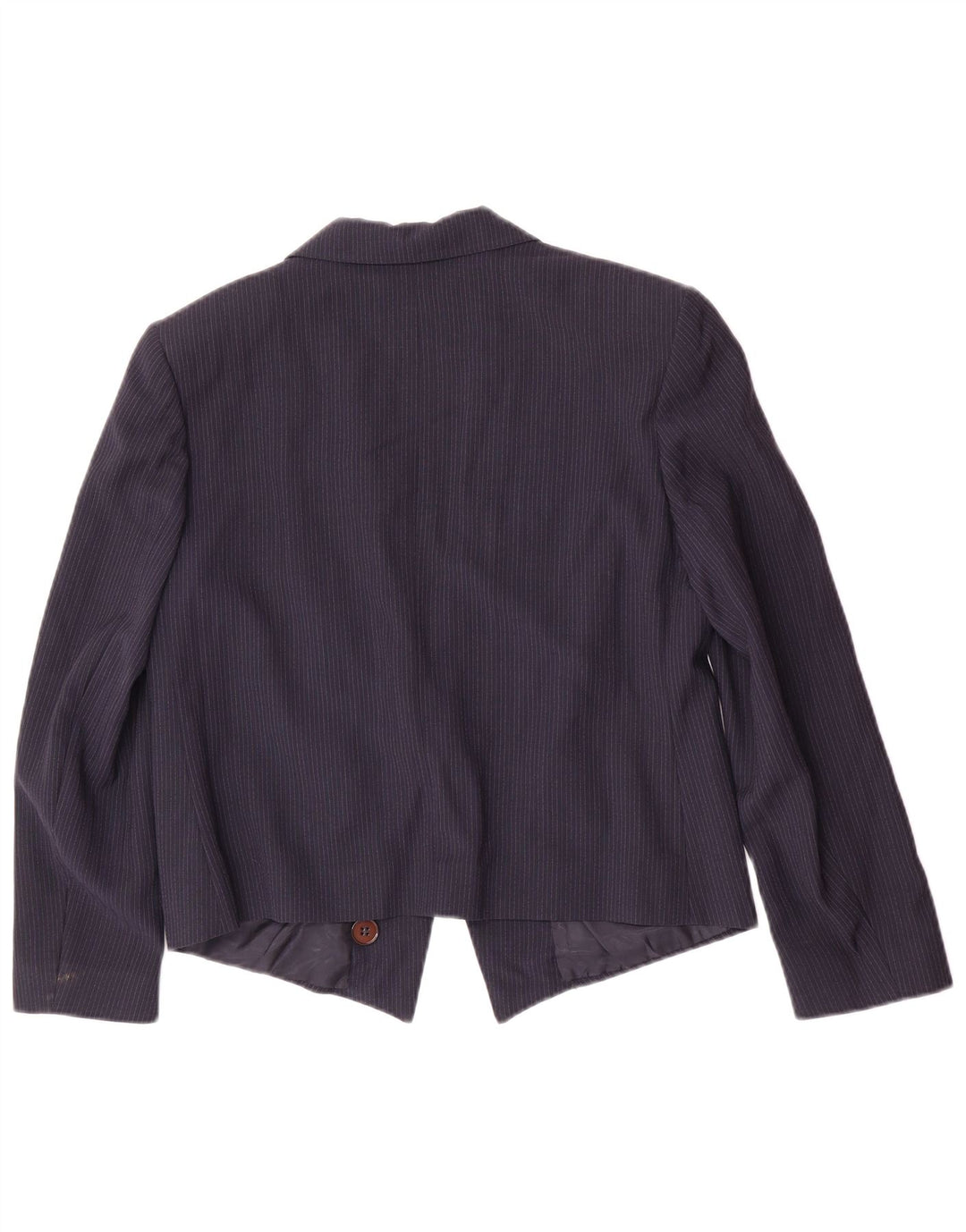 Vintage Damen 1-Knopf-Blazerjacke IT 46 Große marineblaue Nadelstreifen