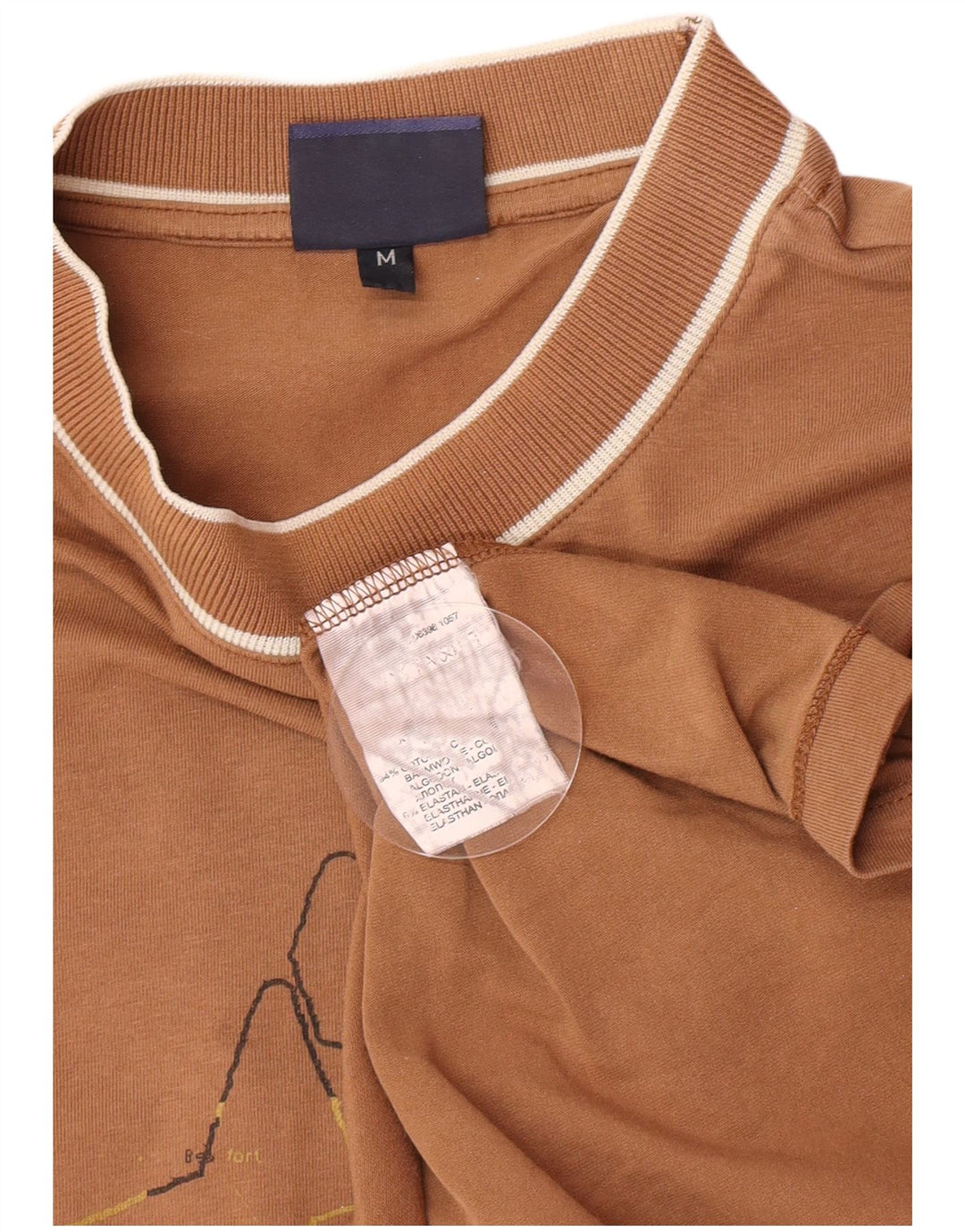 Trussardi Jeans Herren-Oberteil mit Grafik, langärmlig, mittelbraune Baumwolle