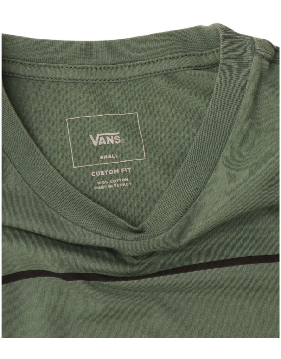 VANS Herren Custom Fit Grafik T-Shirt Top Small Grün Baumwolle