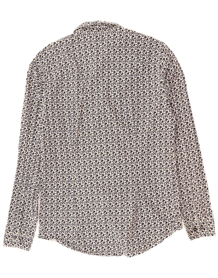 CALVIN KLEIN JEANS Herren Slim Fit Hemd Mittelschwarze geometrische Baumwolle