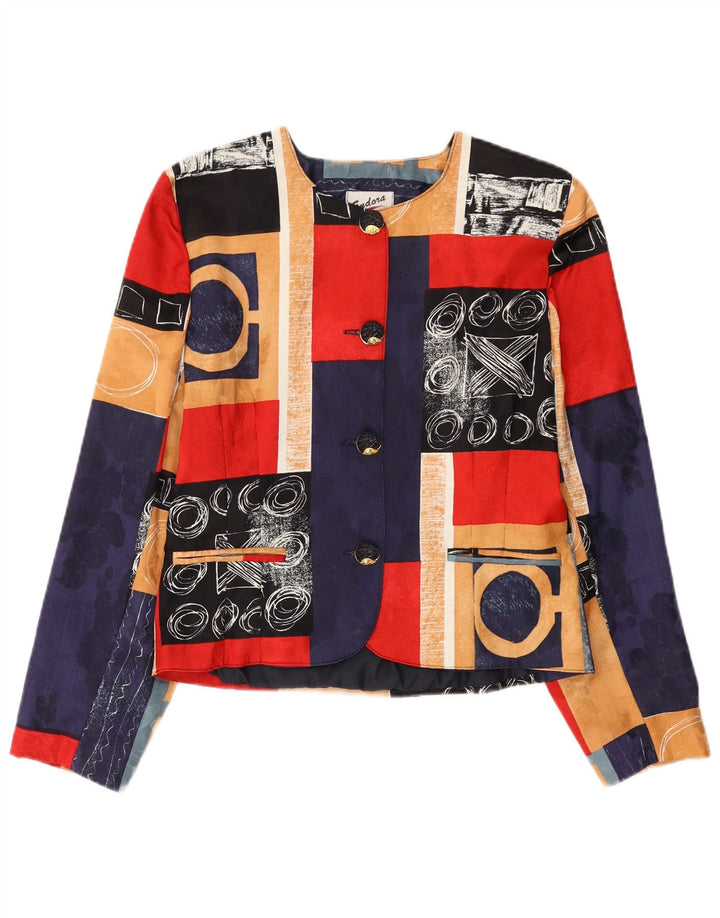 Endora Damen-Blazerjacke mit 4 Knöpfen, Größe M, mehrfarbig, Patchwork