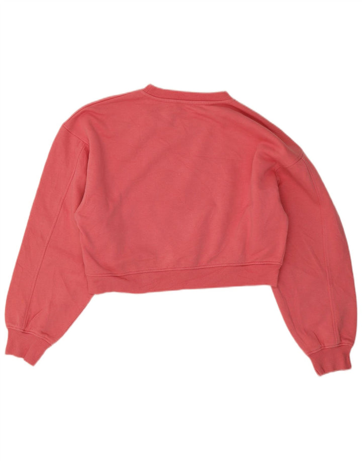 Zara Damen Crop Oversized Sweatshirt Pullover UK 10 Small Pink