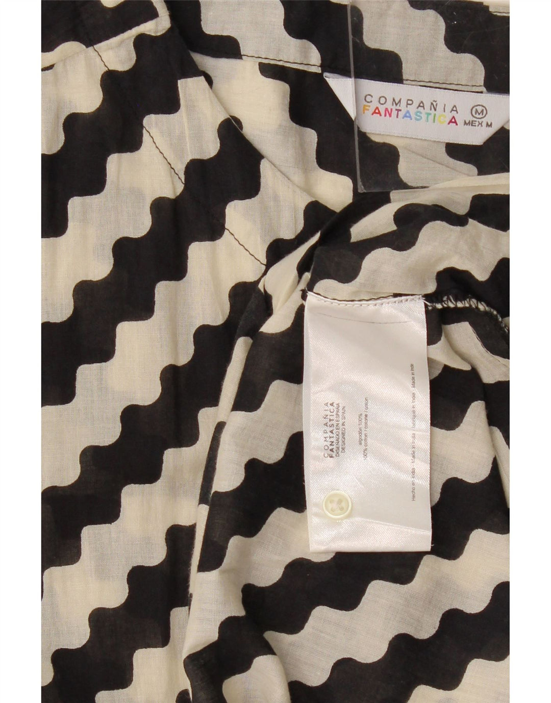 COMPANIA FANTASTICA Damen A-Linien-Kleid UK 14 Mittelschwarz gestreift aus Baumwolle