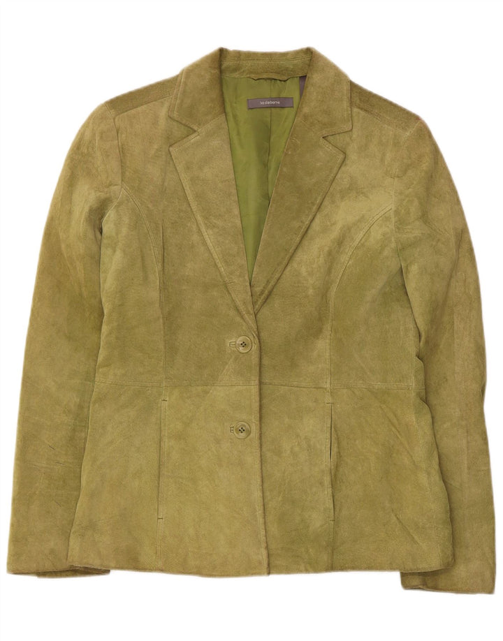 Liz Claiborne Damen-Blazerjacke aus Wildleder mit 2 Knöpfen, US 6, mittelgrünes Leder