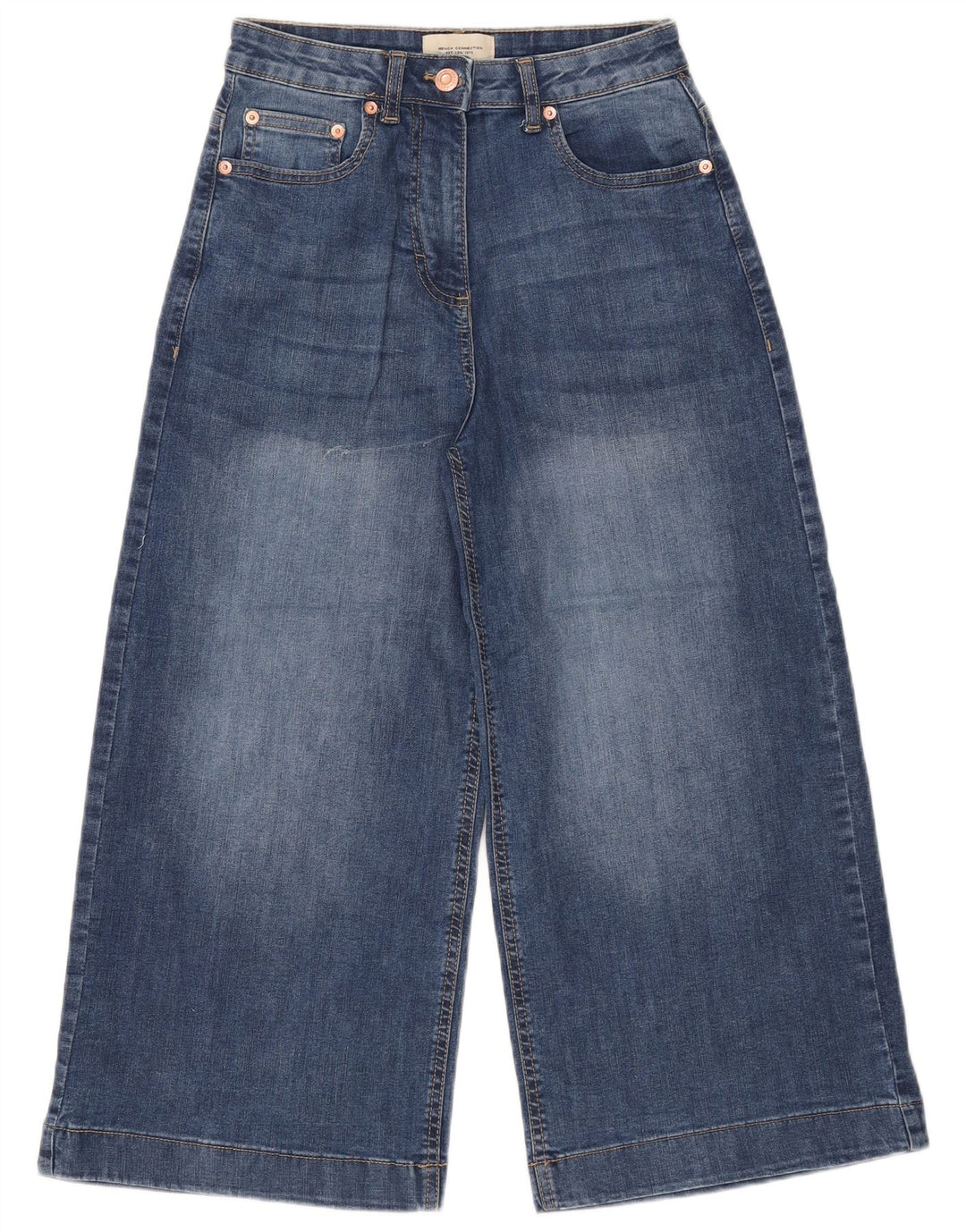 FRENCH CONNECTION Capri-Jeans mit weitem Bein für Damen, UK 8, Größe S, W26, L22, Blau