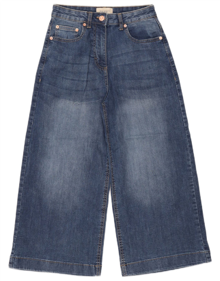 FRENCH CONNECTION Capri-Jeans mit weitem Bein für Damen, UK 8, Größe S, W26, L22, Blau