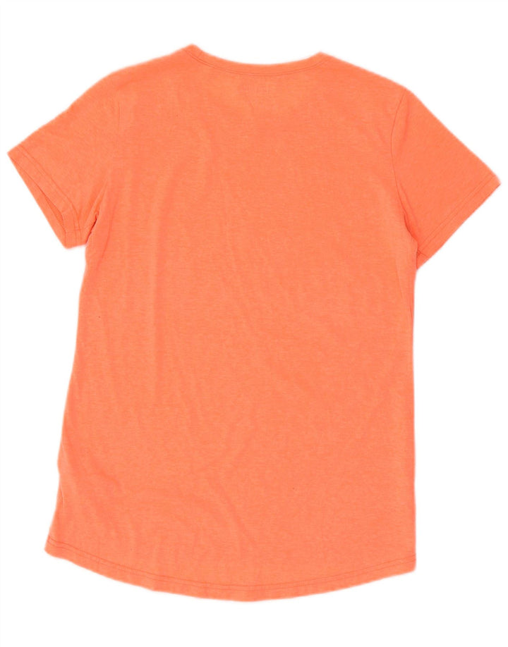 REEBOK Damen T-Shirt Top UK 12 Mittelorange meliertes Polyester