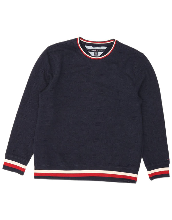 Tommy Hilfiger Jungen-Pullover mit Rundhalsausschnitt, 15–16 Jahre, Größe L, Marineblau