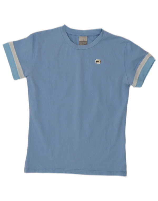 Nike Damen T-Shirt Top UK 14/16 Large Blau Colourblock