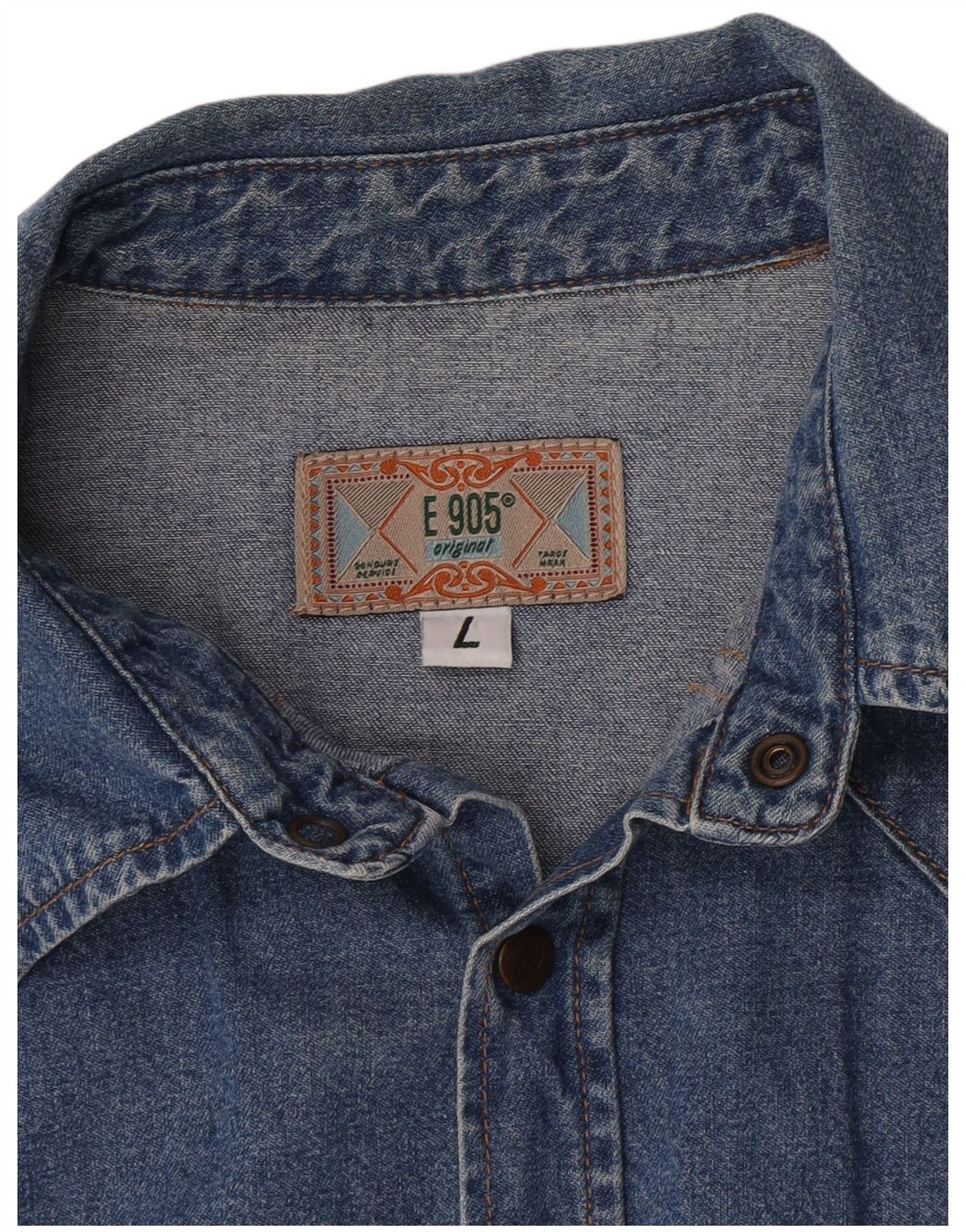 Vintage Herren Jeanshemd Groß Blau