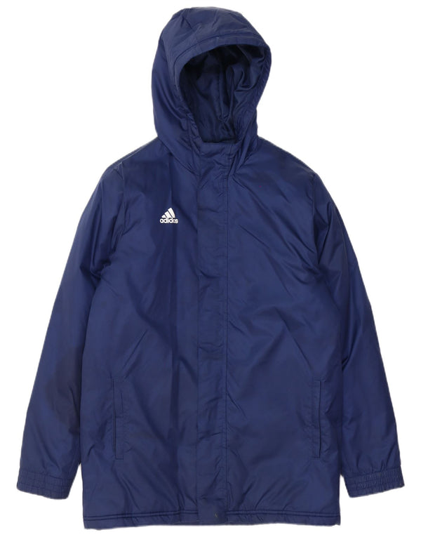 Adidas Jungen-Windbreakerjacke mit Kapuze, 13–14 Jahre, marineblaues Polyester