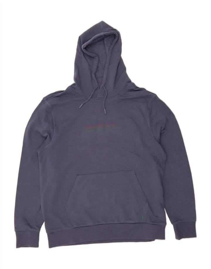 HURLEY Mens Graphic Hoodie Jumper Large Navy Blue Vintage Hurley and Second-Hand Hurley from Messina Hembry 