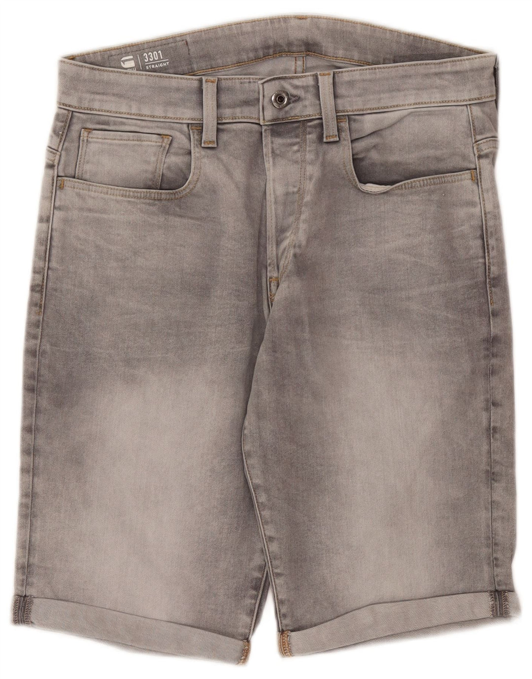 G-Star Herren 3301 Jeansshorts W31 mittelgraue Baumwolle