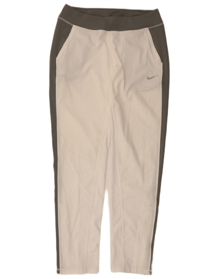 Nike Damen Dri Fit Trainingshose UK 14 Mittelweiß Farbblock