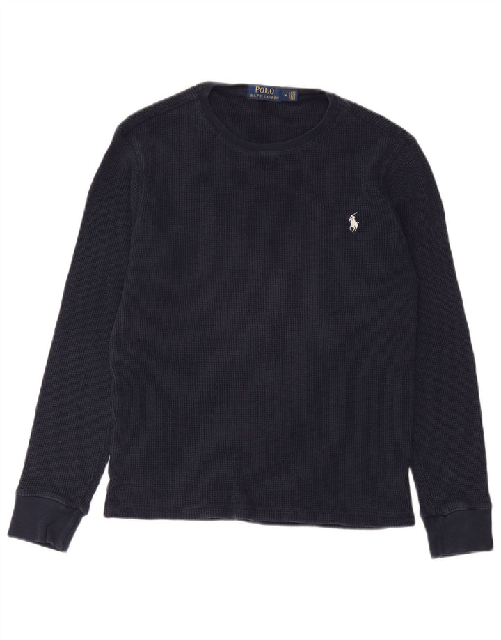 Polo Ralph Lauren Herren-Oberteil, langärmelig, mittelblau, Baumwolle