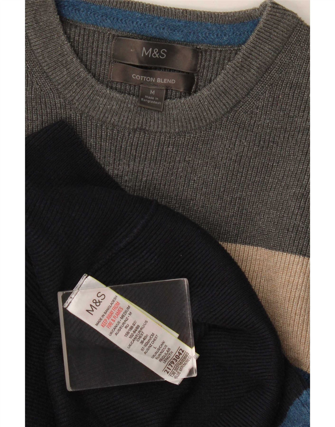 Marks & Spencer Herren-Pullover mit Rundhalsausschnitt, mittelgroß, mehrfarbig