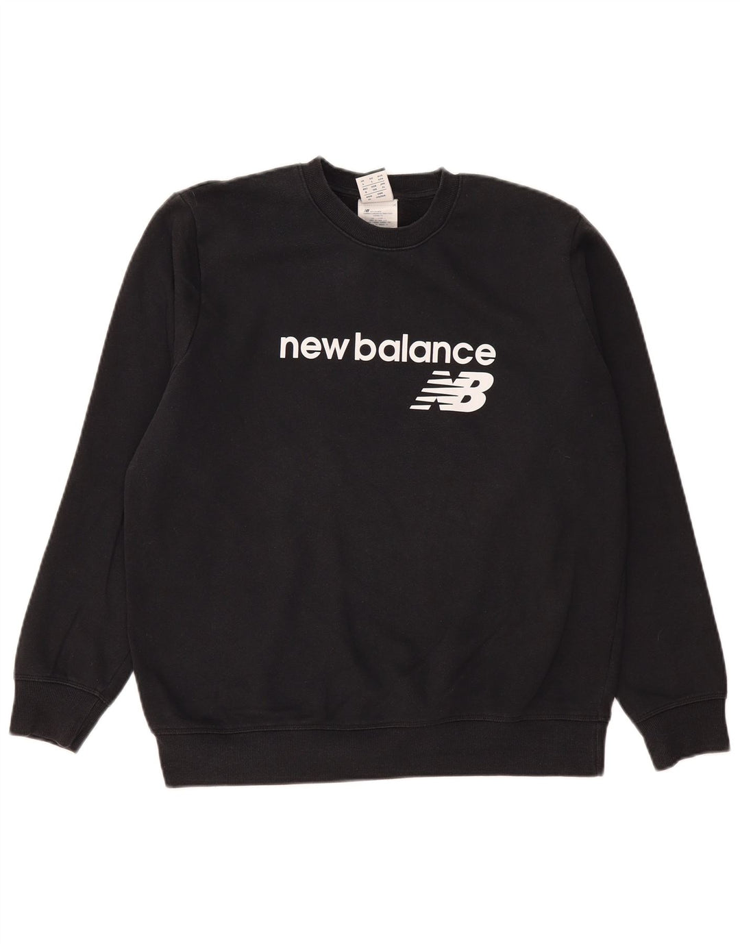 NEW BALANCE Damen Grafik-Sweatshirt-Pullover UK 16 Große schwarze Baumwolle