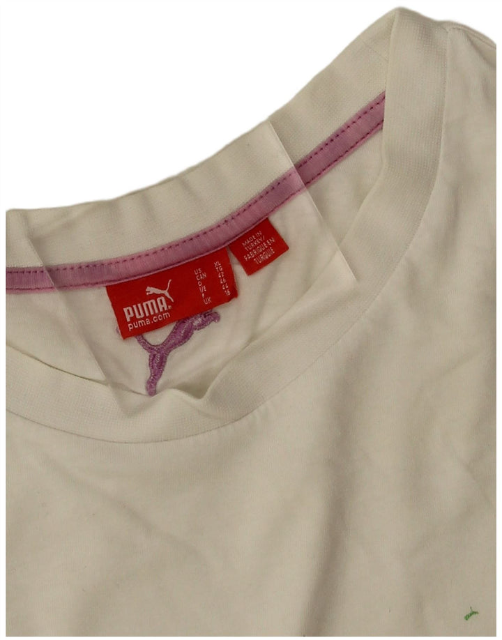 Puma Damen Grafik T-Shirt Top UK 16 Large Off White
