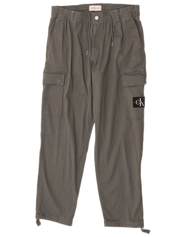 Calvin Klein Mens Pegged Cargo Hose W34 L32 Graue Baumwolle