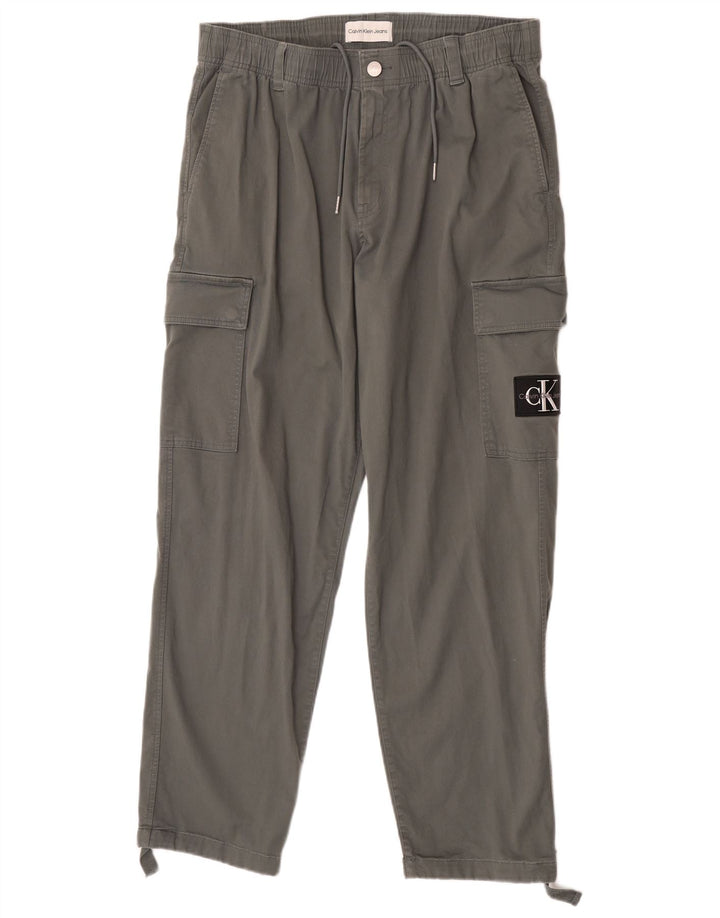 Calvin Klein Mens Pegged Cargo Hose W34 L32 Graue Baumwolle