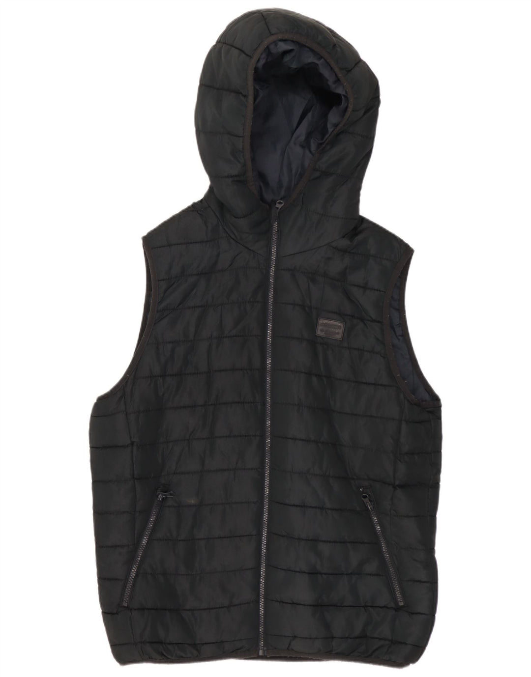 Jack & Jones Herren-Weste mit Kapuze, gepolstert, UK 36, Größe S, Schwarz, Polyester