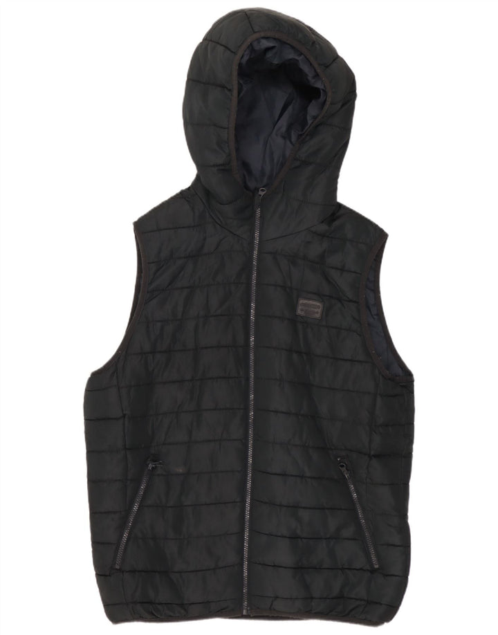 Jack & Jones Herren-Weste mit Kapuze, gepolstert, UK 36, Größe S, Schwarz, Polyester