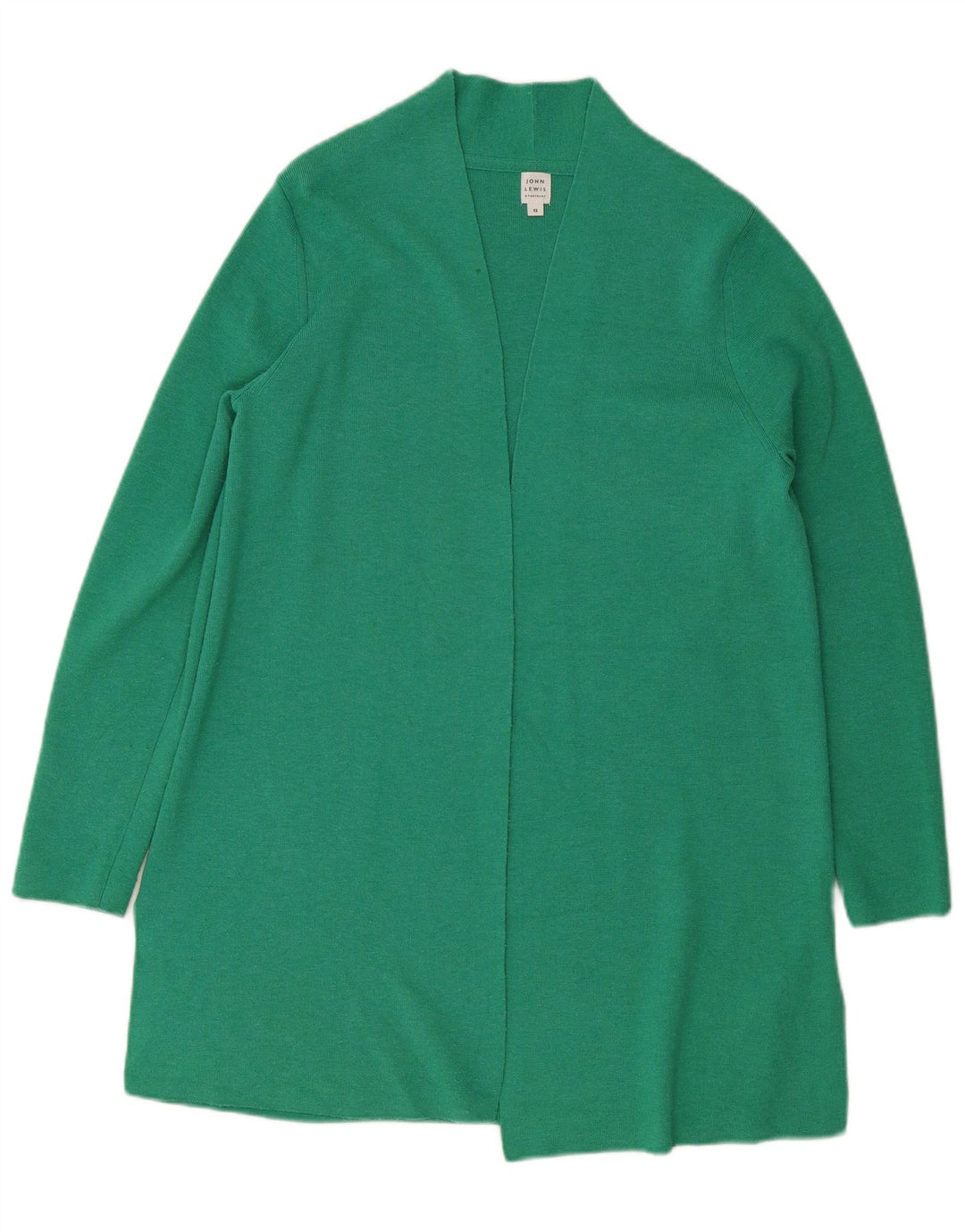 John Lewis Damen Longline Open Cardigan Pullover UK 12 Mittelgrün