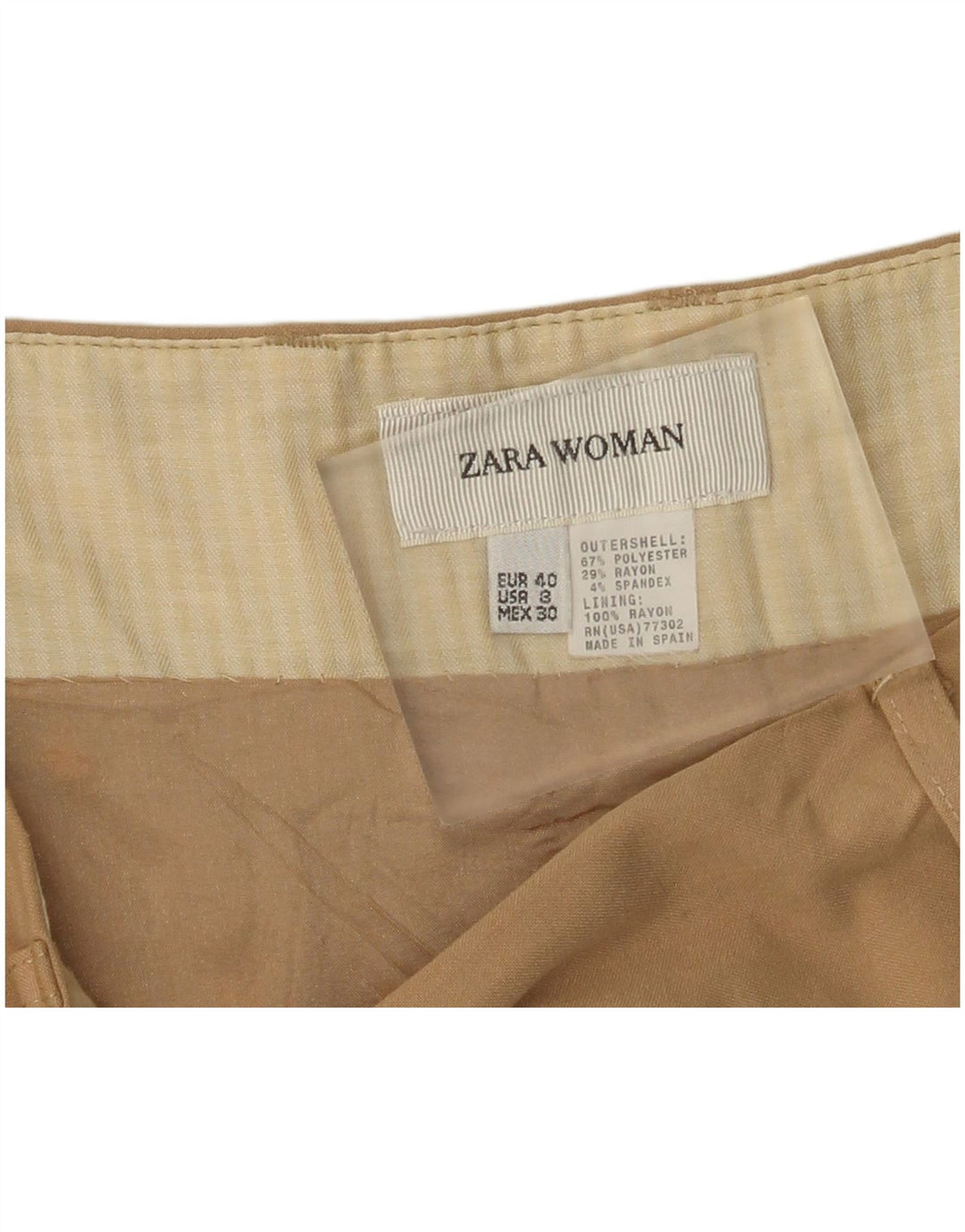 Zara Damen A-Linienrock IT 40 Small W30 Khaki Polyester