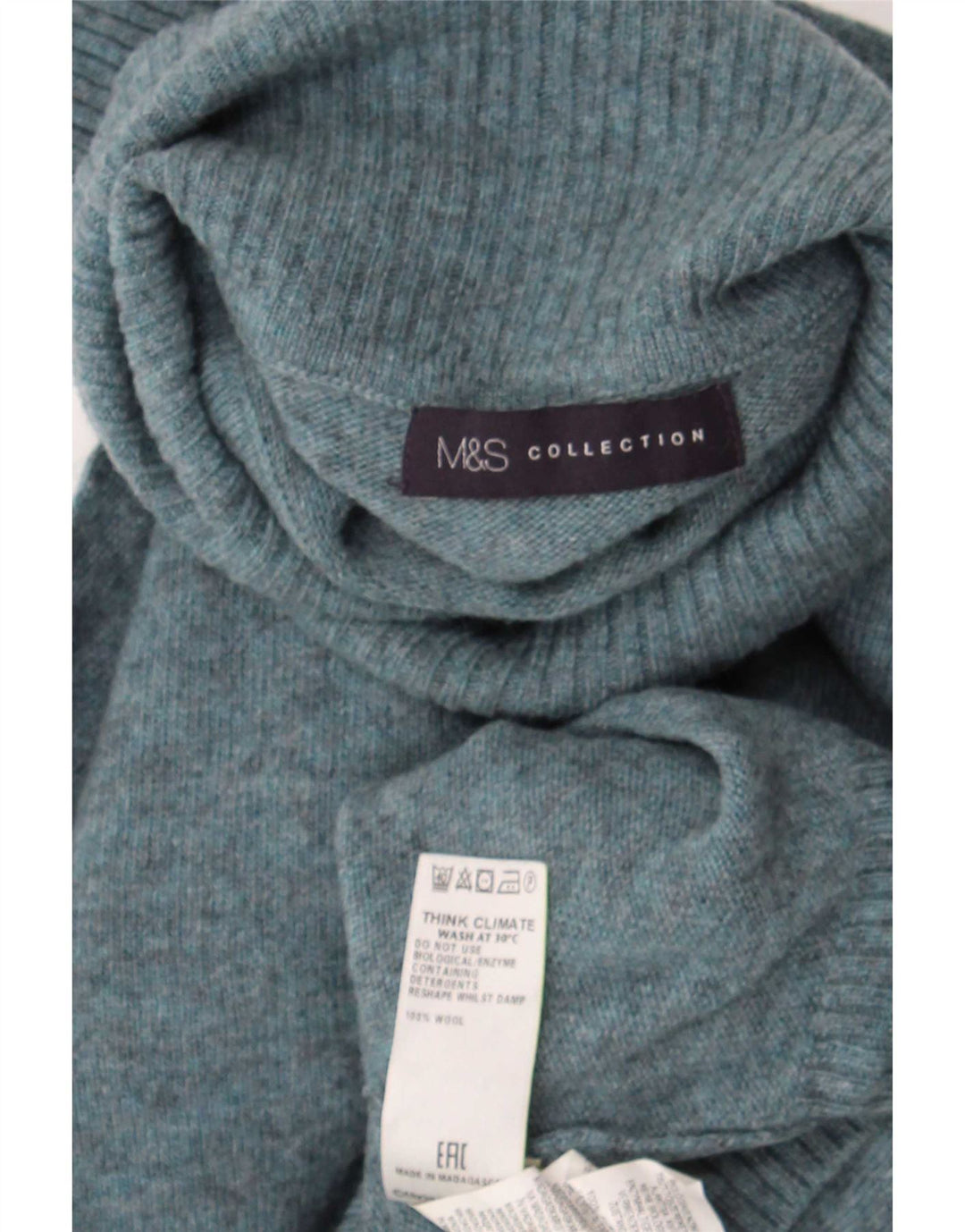 Marks & Spencer Rollkragenpullover für Damen, UK 14, mittelblaue Wolle